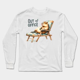 Out of Office Capybara Lounging on Chair Long Sleeve T-Shirt